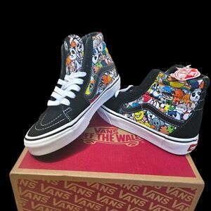 Atmos x Vans Sk8-HI High-Tops with Multicolor Cartoon Graphics - Size 3.5 Kids